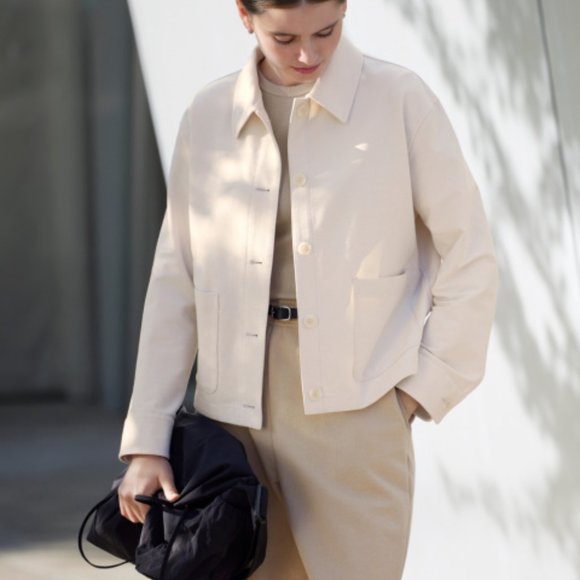 NWT Uniqlo Jersey Relaxed Jacket, Natural, size L - Picture 1 of 6